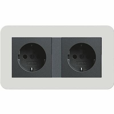 Gira E3 dubbel stopcontact lichtgrijs antraciet