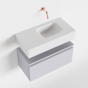 Toiletmeubel Mondiaz Andor | 60 cm | Meubelkleur Cale | Lex vrijhangend wastafel Talc Rechts | Zonder kraangat