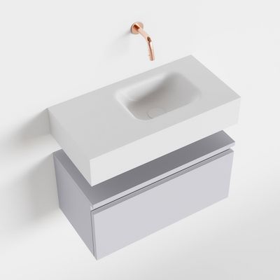 Toiletmeubel Mondiaz Andor | 60 cm | Meubelkleur Cale | Lex vrijhangend wastafel Talc Rechts | Zonder kraangat