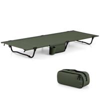 Ultraleichte Veldbed Campingbed met Zijzak Draagbaar Opklapbed 150 kg Draagvermogen Groen