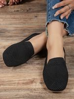 Casual Breathable Mesh Fabric Square Toe Slip On Shoes - thumbnail