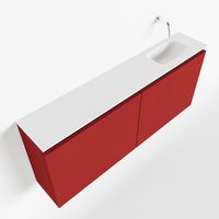 Toiletmeubel Mondiaz Ture | 120 cm | Meubelkleur Fire | Eden wastafel Talc Rechts | Zonder kraangat