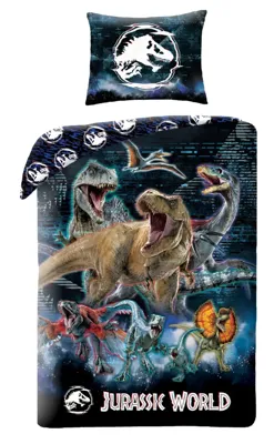 Jurassic World Dekbedovertrek Dino's 140 x 200 cm - polyester- 70 x 90 cm