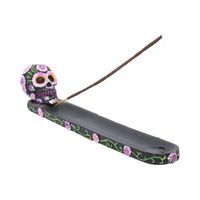 Nemesis Now Zwarte Wierookbrander Schedel met Bloemen - 26.5 cm