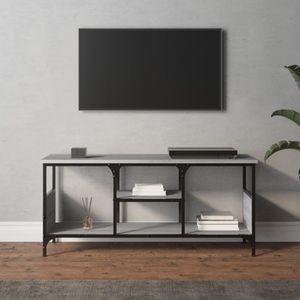 Tv-meubel 100x35x45 cm bewerkt hout en ijzer grijs sonoma eiken