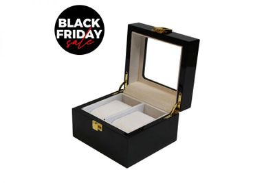 Luxe klassieke houten horlogebox voor 2 horloges | Zwart
