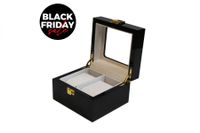 Luxe klassieke houten horlogebox voor 2 horloges | Zwart - thumbnail