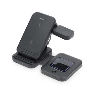 Nedis Draadloze Oplader | 3-in-1 | 15 W | LED-indicatie in gebruik | Inclusief kabel | USB-A / USB-C™ | 1.00 m - WDCHAQ15W110BK