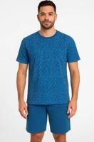 M.E.Q. Heren shortama katoen - Blue summer - Zomer katoenen pyjama korte broek korte mouw