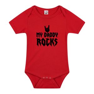 Daddy rocks cadeau baby rompertje rood jongen/meisje
