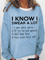Women's I Know Swear A Lot Regular Fit Crew Neck Casual Sweatshirt - thumbnail
