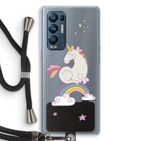 Regenboog eenhoorn: Oppo Find X3 Neo Transparant Hoesje met koord