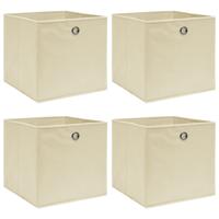 VidaXL Opbergboxen 4 st 32x32x32 cm stof crèmekleurig