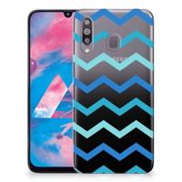 Samsung Galaxy M30 | TPU bumper | Zigzag Blauw Samsung Galaxy M30 | TPU bumper | Zigzag Blauw