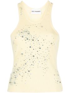 DES PHEMMES débardeur nervuré à ornements en cristal - Jaune