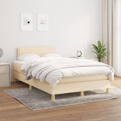 Boxspring met matras stof crèmekleurig 120x200 cm