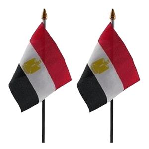 Egypte - 2x - mini vlaggetje van 10 x 15 cm op stokje - Landen vlag - H27 cm