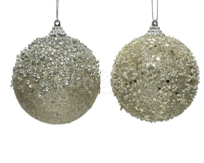 Kerstbal Foam Glitter Pailletten Ø10cm Champagne Assorti 1st Kerstbal Foam Glitter Pailletten Ø10cm Champagne Assorti 1st