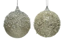 Kerstbal Foam Glitter Pailletten Ø10cm Champagne Assorti 1st