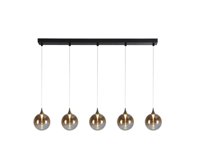 Hanglamp Alchemy LED 5L, Black metal and Amber Glass