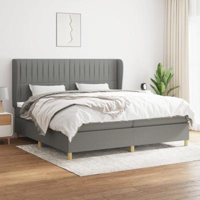 Boxspring met matras stof donkergrijs 200x200 cm