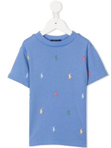 POLO RALPH LAUREN KIDS t-shirt à logo brodé en all over - Bleu