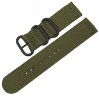 Wasbaar nylon canvas horlogeband band breedte: 22mm (leger groen met zwarte ring gesp)
