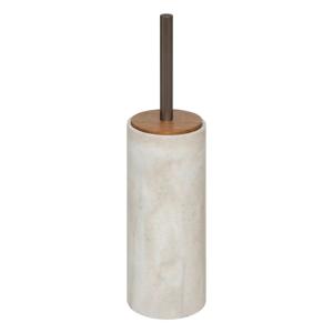 Toiletborstel Como Marble - in houder - kunststeen - wit - 10 x 37 cm