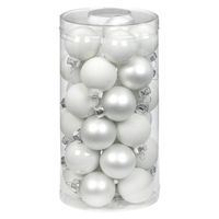 60x stuks kleine glazen kerstballen wit mix 4 cm