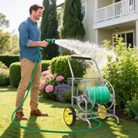 Metalen Tuinslangwagen 70 m voor 20 mm Slang Tuinslangwagen Slanghaspel Zilver