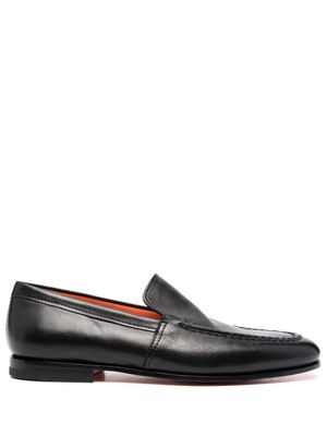 Santoni mocassins en cuir à bout en amande - Noir