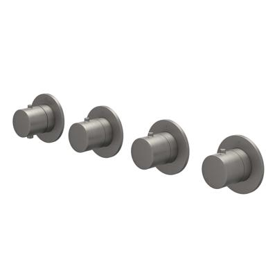 Afbouwdeel IVY Bond Inbouwthermostaat 3 Stopkranen Symmetry Met Ronde Rozetten Geborsteld Metal Black PVD IVY
