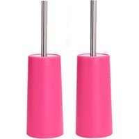 MSV Toiletborstel houder/WC-borstel - 2x - fuchsia roze - kunststof - 35 cm - Toiletborstels