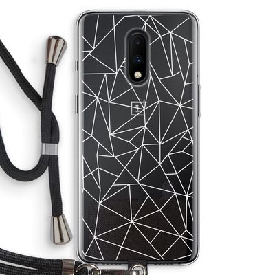 Geometrische lijnen wit: OnePlus 7 Transparant Hoesje met koord