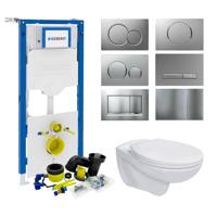 Geberit UP320 Toiletset Compleet | Inbouwreservoir | Basic Pro Randloos Wit | Met drukplaat | SET01