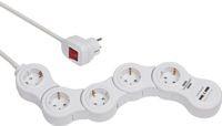 Brennenstuhl vario power stekkerdoos met usb 5-voudig wit, 1,4m h05vv-f 3g1,5 - 1155350210