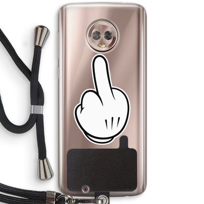 Middle finger white: Motorola Moto G6 Transparant Hoesje met koord