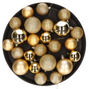 Kerstversiering set kerstballen goud 6 - 8 - 10 cm - pakket van 40x stuks