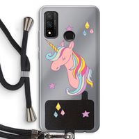 Roze eenhoorn: Huawei P Smart (2020) Transparant Hoesje met koord