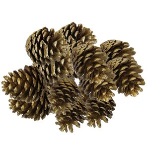 Decoratie dennenappels - 16x stuks - goud - 6/7 cm