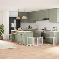 VidaXL Hondenhek inklapbaar met deur 10 panelen 800cm populierhout wit