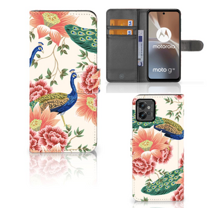 Telefoonhoesje met Pasjes voor Motorola Moto G32 Pink Peacock