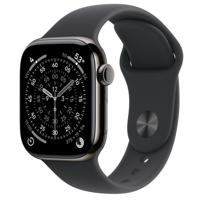 Apple Watch Series 11 GPS + Cellular 42mm Slate Titanium Case met Black Sport Band - M/L Smartwatch Grijs