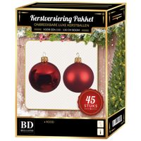 Kerst rode kerstballen pakket 45-delig voor 120 cm boom   - - thumbnail