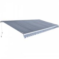 VidaXL Luifel handmatig uittrekbaar 600 cm blauw/wit