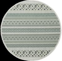 Karpet24 Machka - Stijlvol Buitentapijt met Groen/Crème Strepen & Geometrisch Design-Ø 160 cm rond