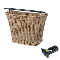 Basil bremen rattan look kf - fietsmand - voorop - inclusief kf ahead-stemholder - lichtbruin