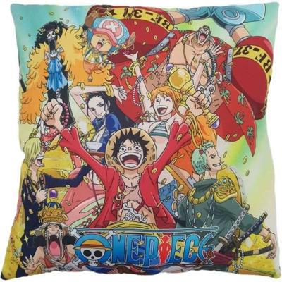 Dubbelzijdig kussen - Vierkant - ÉÉN STUK - Luffy en zijn bemanning - Microvezel - 40 x 40 cm