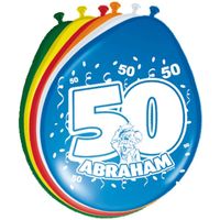 8x stuks Gekleurde ballonnen versiering 50 jaar Abraham - thumbnail