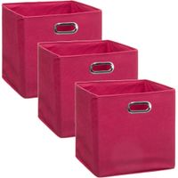 Set van 3x stuks opbergmand/kastmand 29 liter framboos roze linnen 31 x 31 x 31 cm